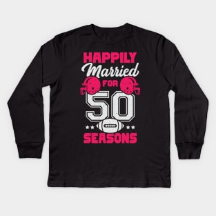 Married For 50 Years American Football Couple Gift Kids Long Sleeve T-Shirt